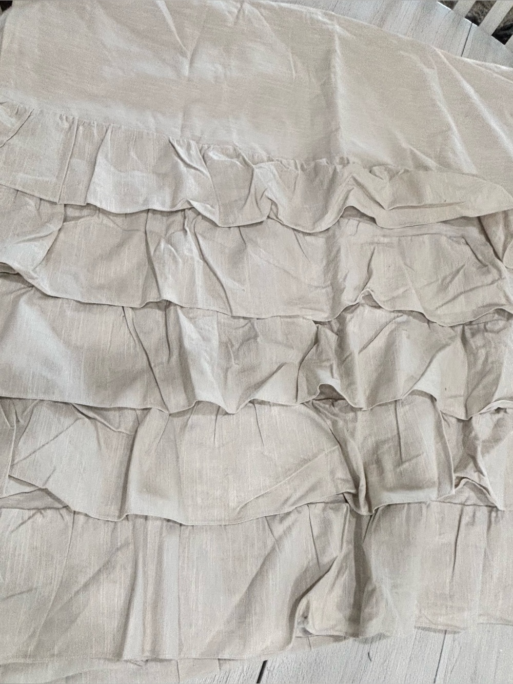 POTTERY BARN KIDS Set Of 2 LINEN BLEND EVELYN RUFFLE Blackout Curtains 44”X84”.